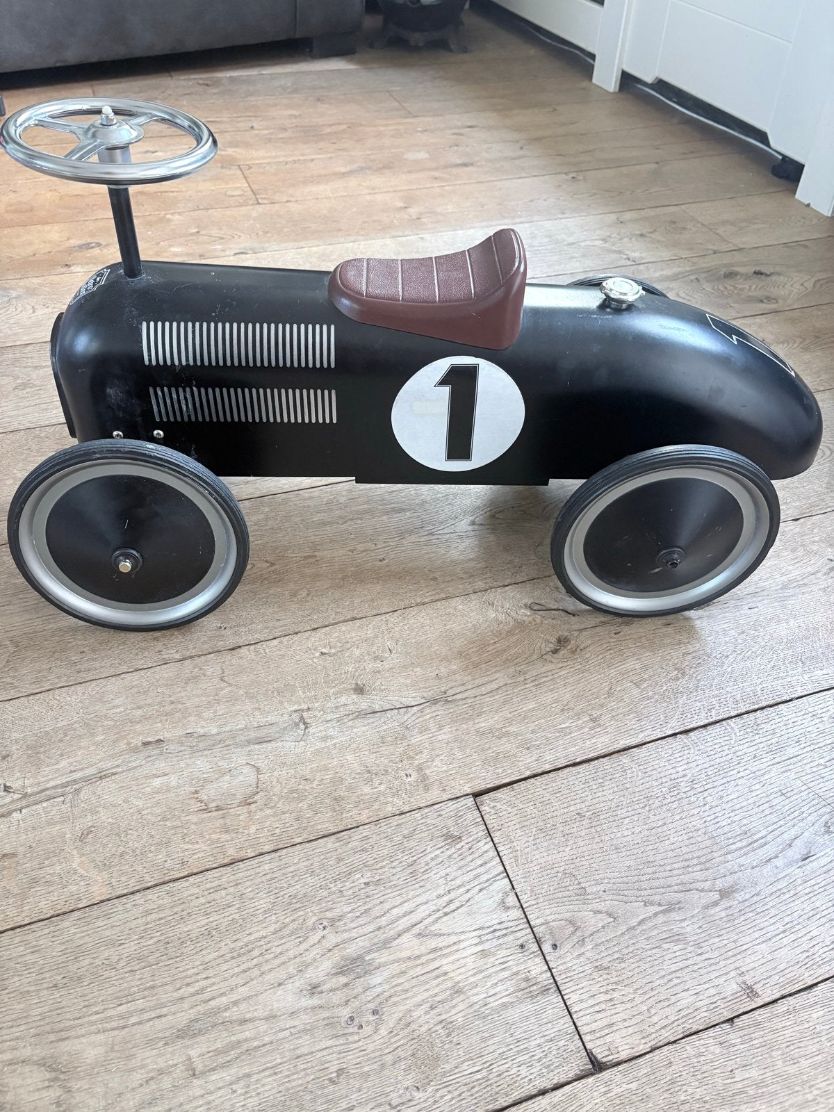 Retro Roller Loopauto Zwart - Nummer 1, Kinderen en Baby's, Speelgoed | Buiten | Voertuigen en Loopfietsen, Ophalen, Gebruikt