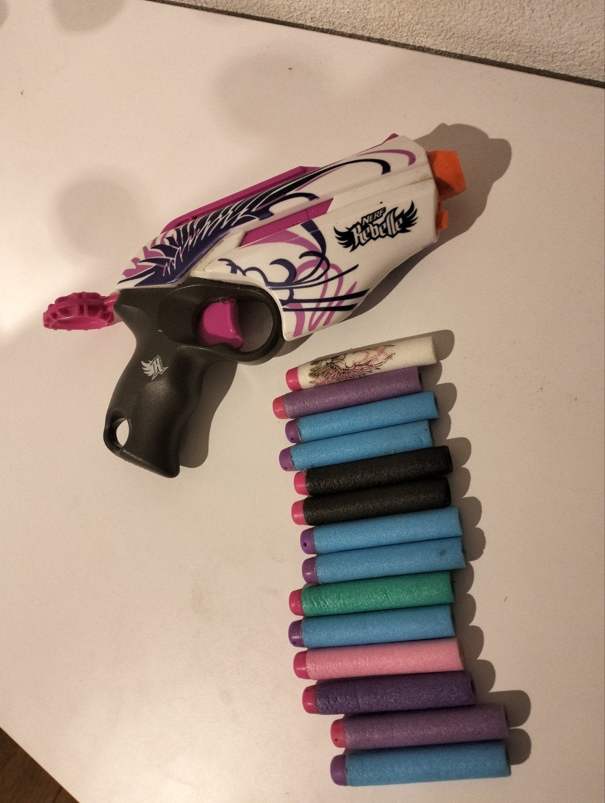 Nerf pistool Rebellen ( paars) inclusief pijlen, Ophalen, Gebruikt