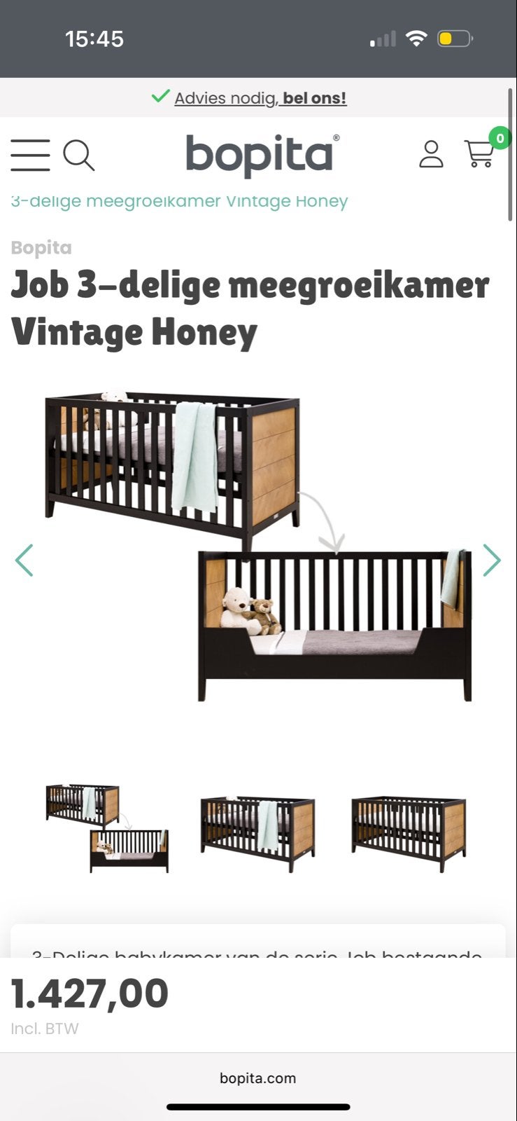 Bopita Job  meegroeiledikant Honey, Kinderen en Baby's, Ophalen, Nieuw, 70 tot 85 cm, 140 tot 160 cm