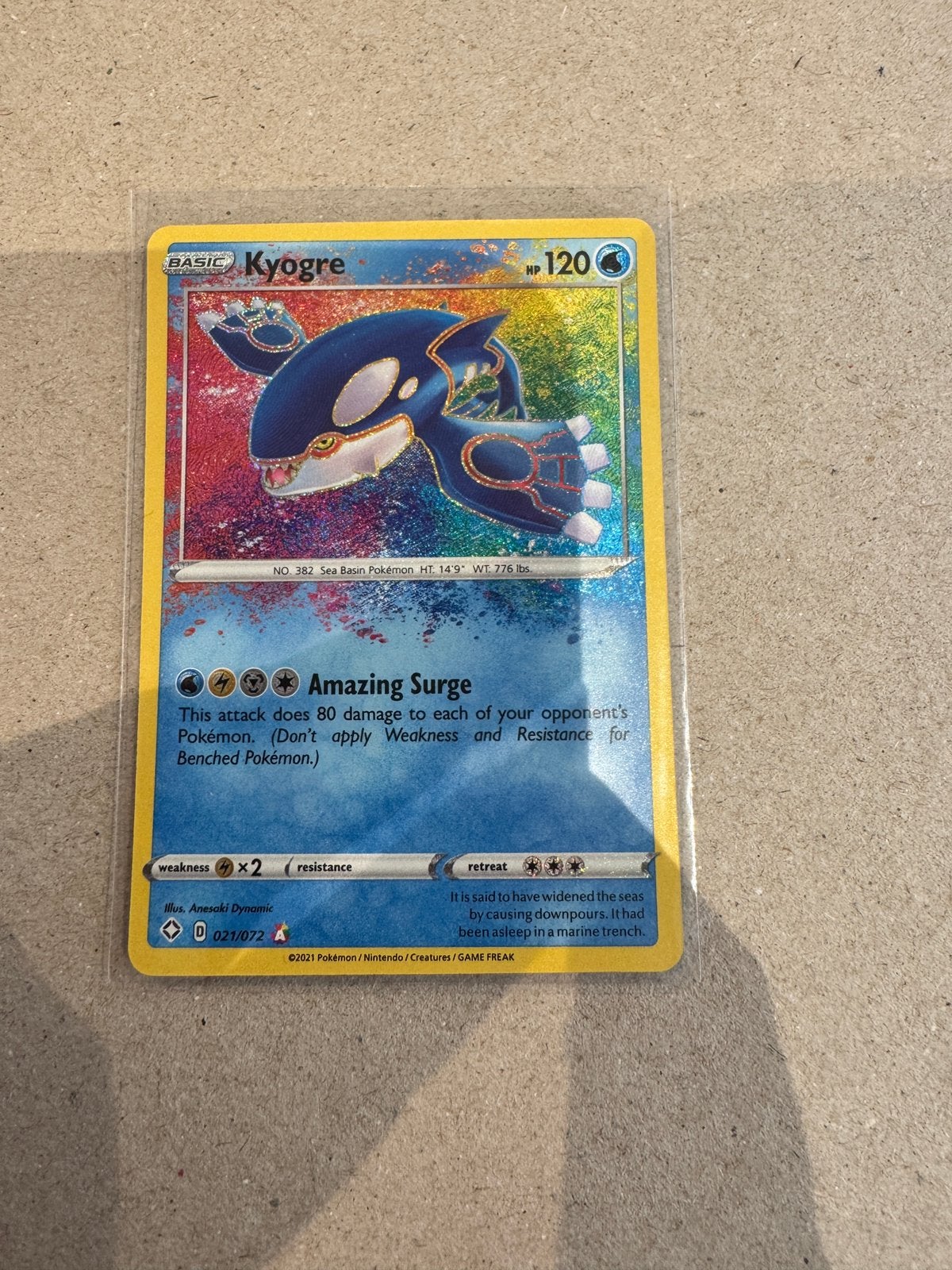 Kyogre 021/072 Shinjng Fates, Hobby en Vrije tijd, Ophalen of Verzenden, Zo goed als nieuw, Losse kaart, Foil