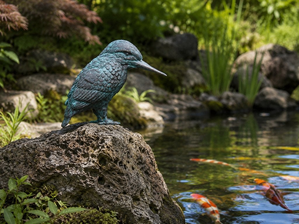 Bronzen IJSVOGEL / brons /BRONZEN TUINBEELD, Nieuw, Info@huisentuindecoratiemarie.nl, Huis en tuin decoratie marie, Dierenbeeld