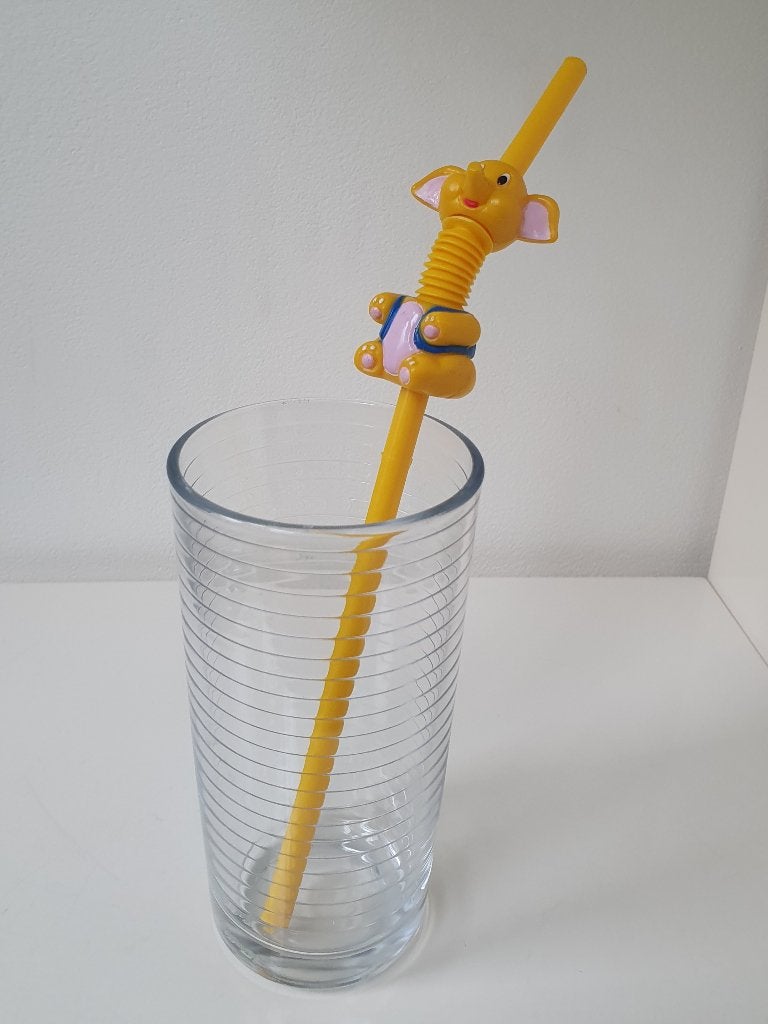 herbruikbaar rietje, drinkrietje met olifant-figuurtje, Verzenden, Nieuw