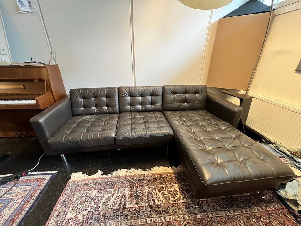 Landskrona hoekbank - leer, Ophalen, Gebruikt, Leer