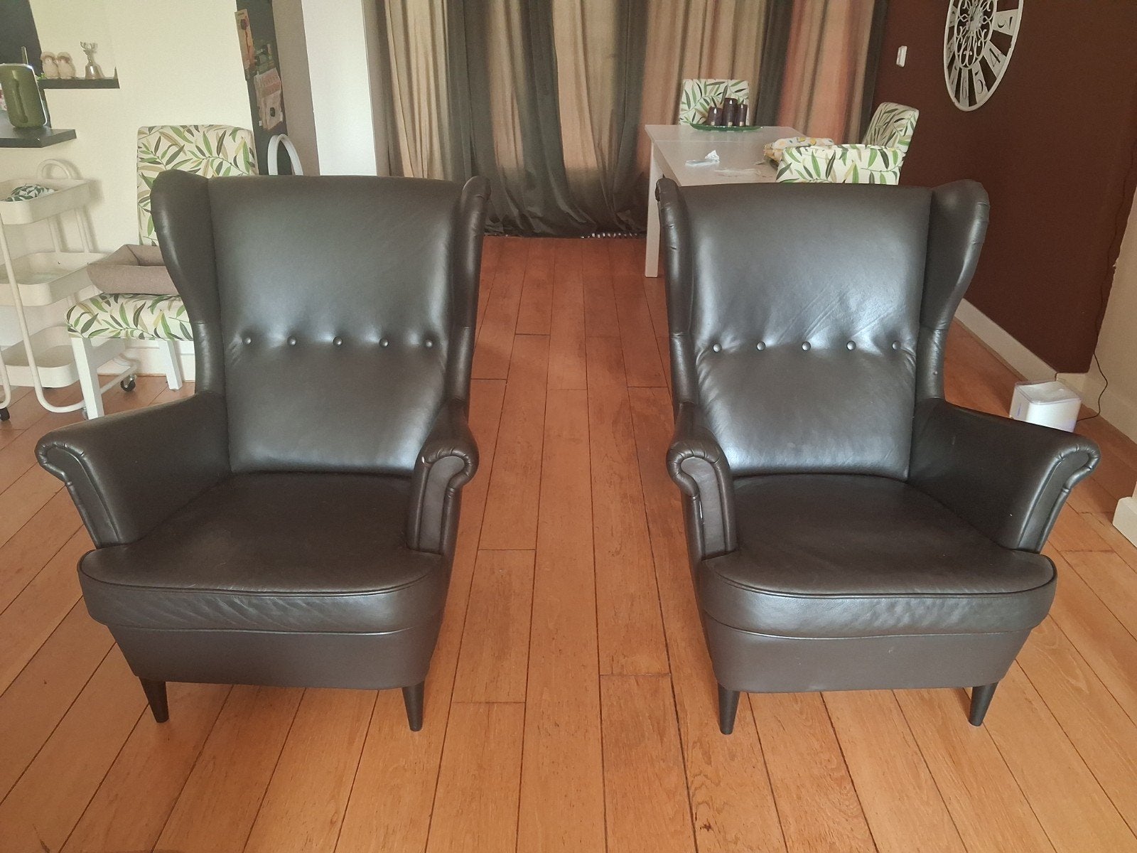 Fauteuils met voetenbanken, Ophalen, Overige materialen, 75 tot 100 cm, Zo goed als nieuw