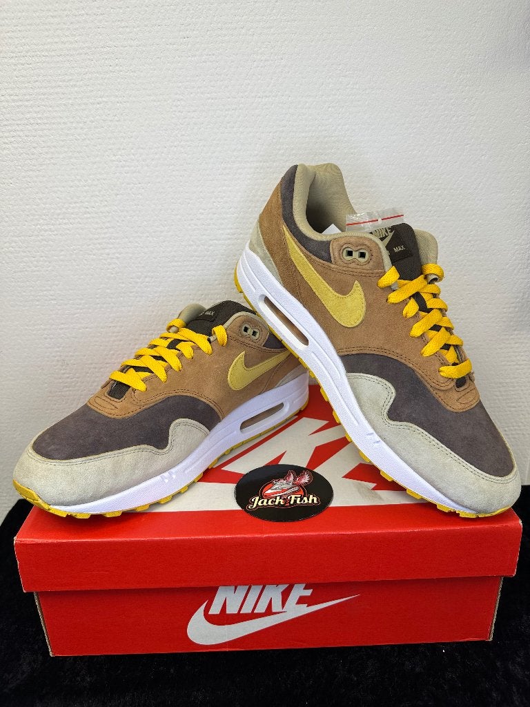 Nike Air Max 1 Duck Pecan Yellow Ochre - Size 44,5, Overige kleuren, Nike, Nieuw, Ophalen of Verzenden