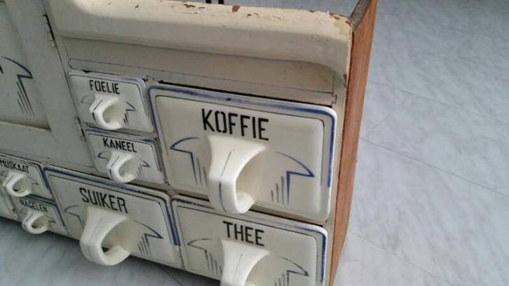 Antiek keukenkastje voor koffie, thee, specerijen etc, Antiek en Kunst, Ophalen