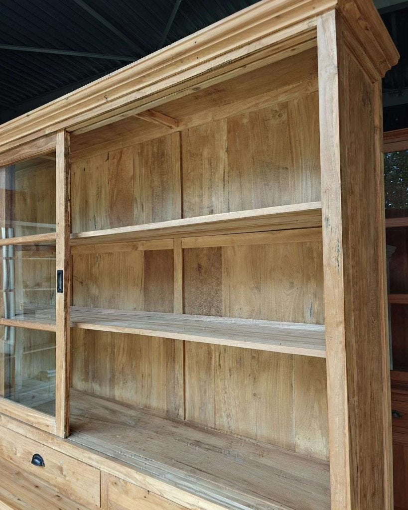 310cm brede winkelkast | Teakhouten buffetkast #0612, Gebruikt, -, 200 cm of meer, 75 cm of meer