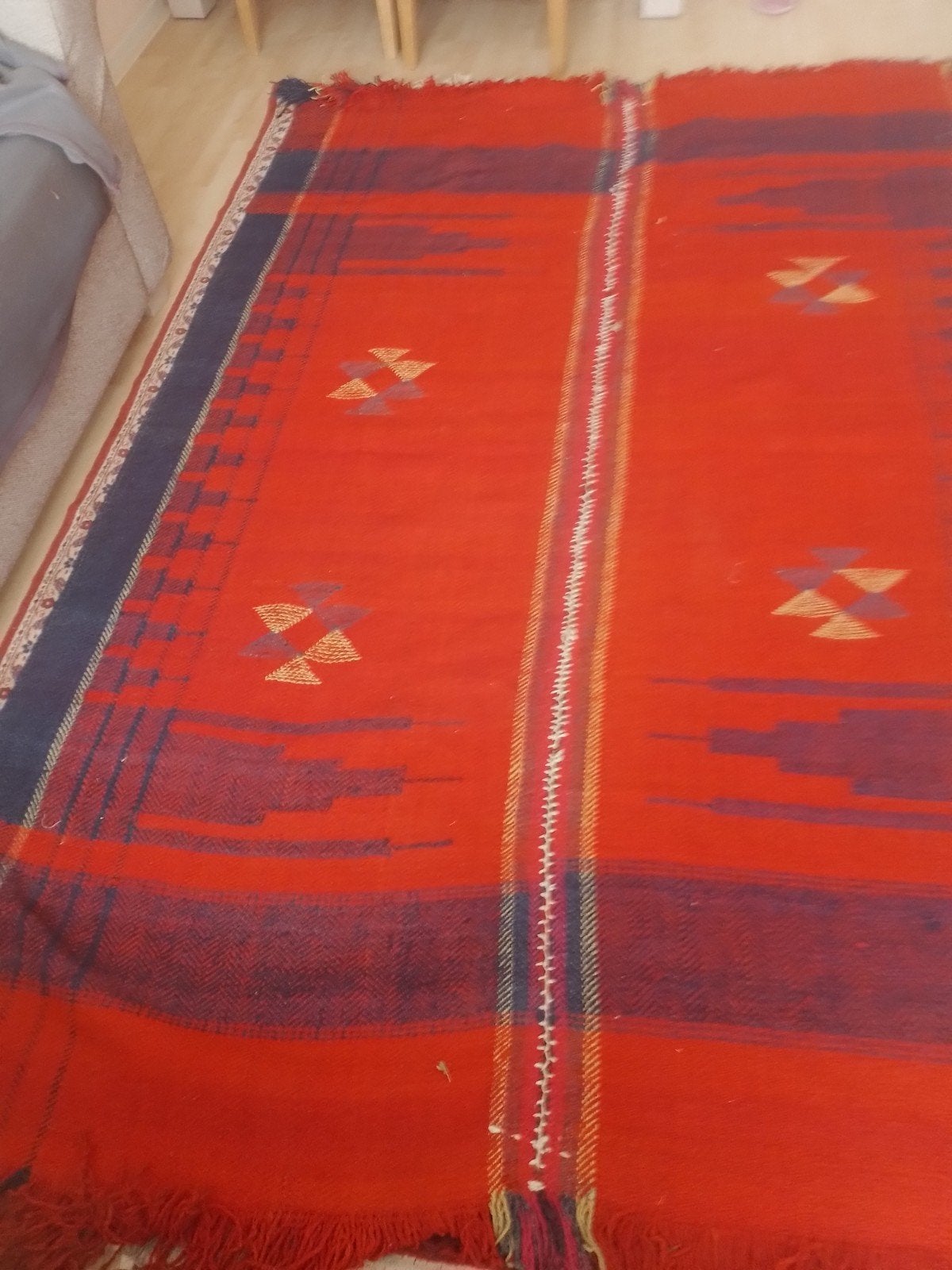 Nieuwe handgeweven Oosters kelim loper 160x220cm, Ophalen, Blauw, 150 tot 200 cm, Oosters, Kelim