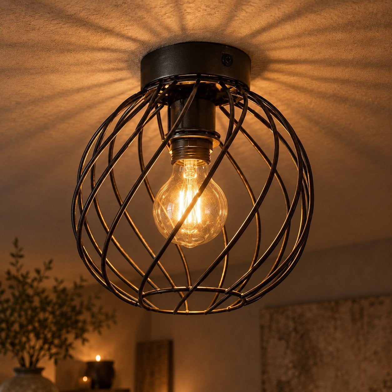 Mooie metalen plafondlamp, Ophalen, Zo goed als nieuw