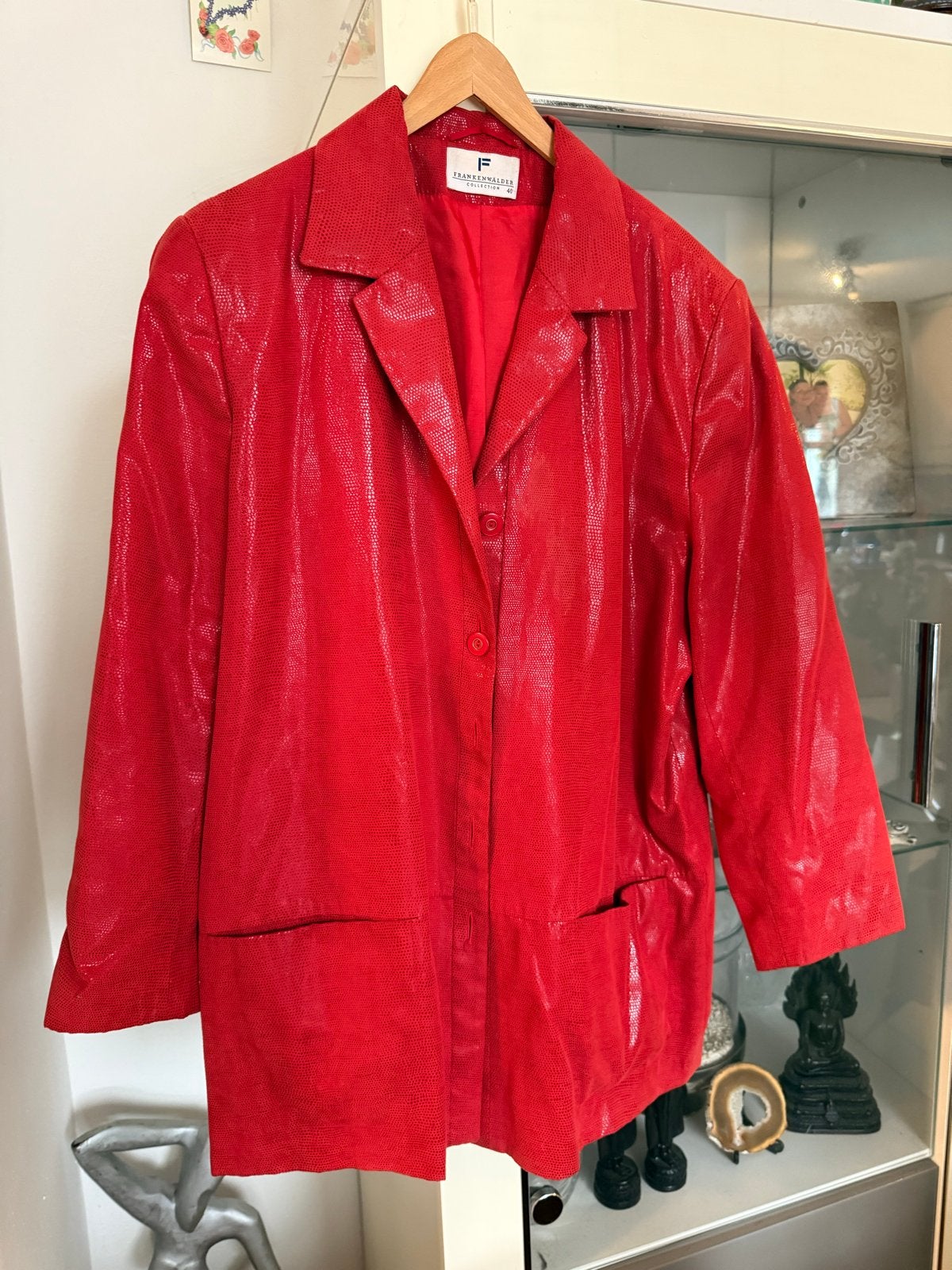 Opvallend Rode Blazer met Slangenprint Maat 40 frank walder, Ophalen of Verzenden, Zo goed als nieuw, Maat 38/40 (M), Rood