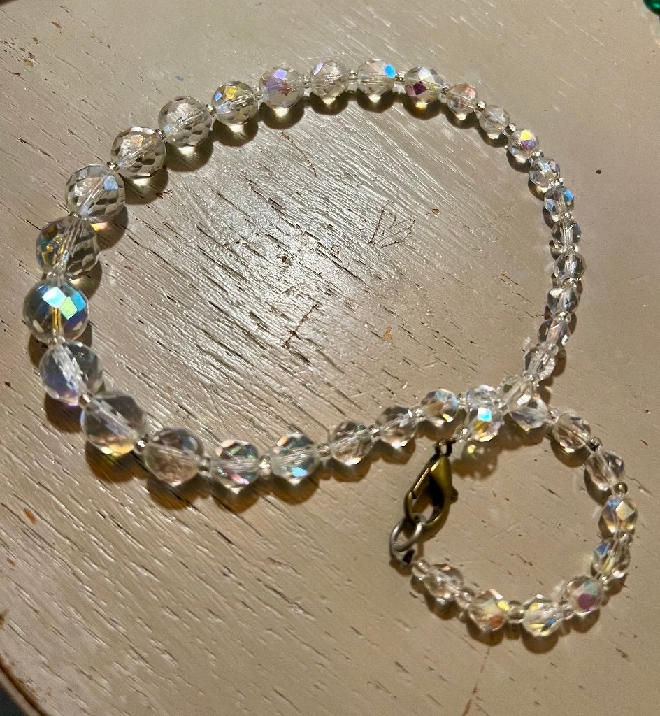 Vintage kristallen ketting aurora borealis costume jewelry, Ophalen of Verzenden, Overige materialen, Ketting