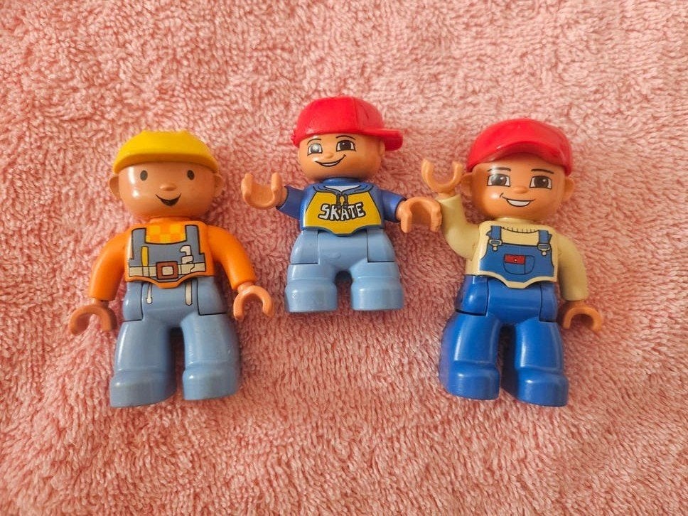 3 Duplo poppetjes - Bouwvakker, Skater, Timmerman, Inclusief minifiguren, Gebruikt, Ophalen of Verzenden, Minifiguur