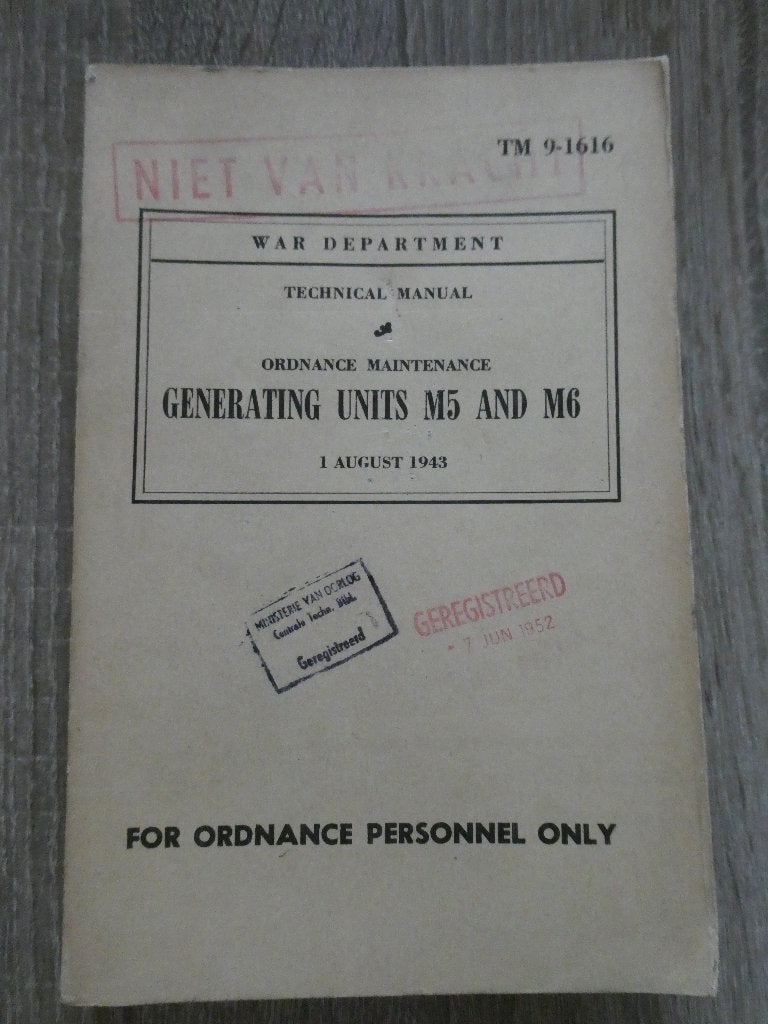 Engels voorschrift Generating Units M5 en M6, 1943, Ophalen of Verzenden, Landmacht, Engeland, Boek of Tijdschrift
