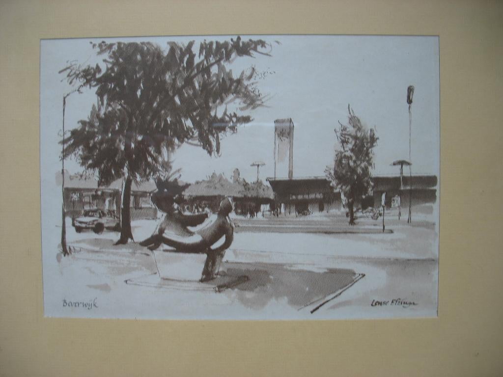 Prent  Beverwijk Lense Elzinga Vintage ( 1982) Vintage, Antiek en Kunst, Ophalen of Verzenden