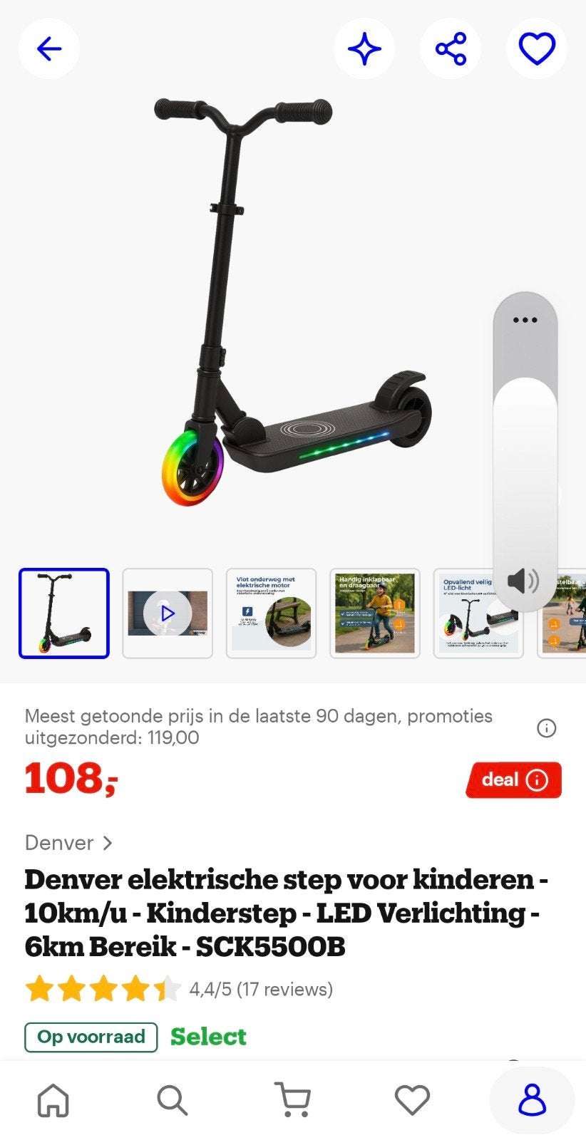 Denver elektrische step voor kinderen - SCK5500B, Fietsen en Brommers, Ophalen of Verzenden, Zo goed als nieuw, Elektrische step (E-scooter)