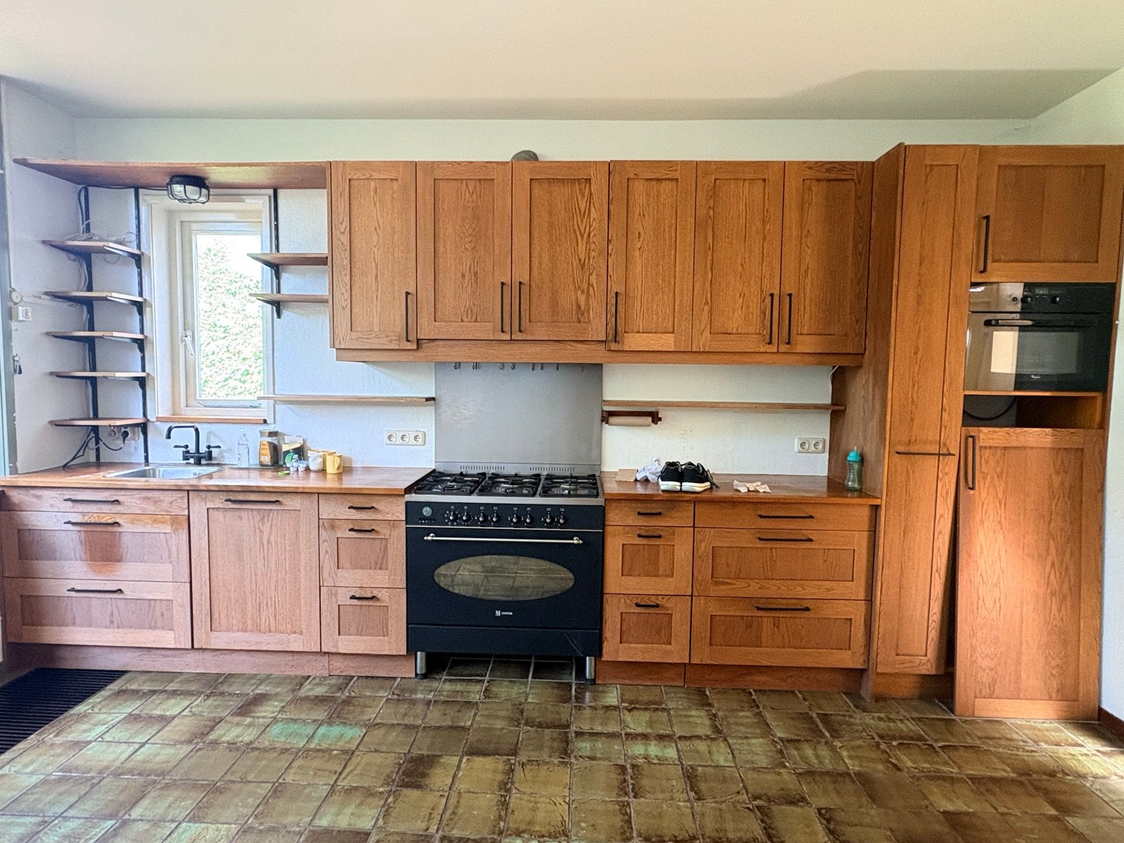 Complete houten keuken met apparatuur, Ophalen, Gebruikt, Bruin, Dubbelwandige keuken