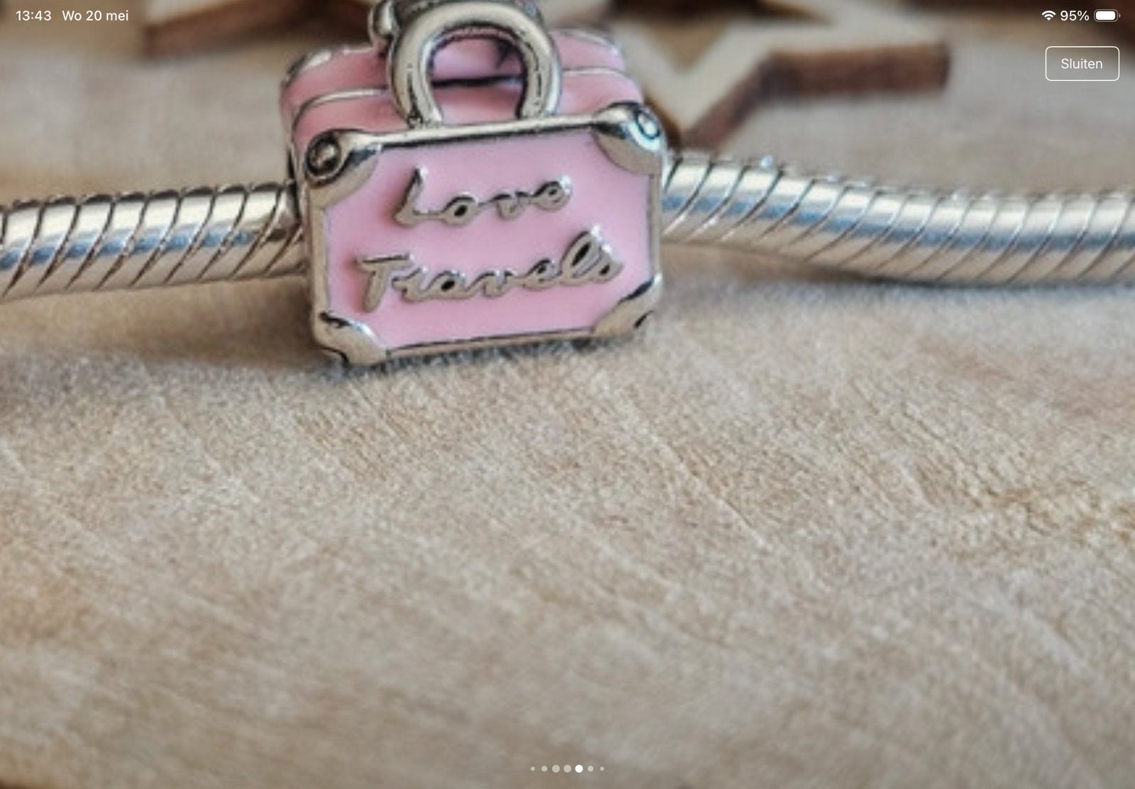 Pandora Bedel Koffer rose, Verzenden, Zo goed als nieuw, Zilver, Pandora