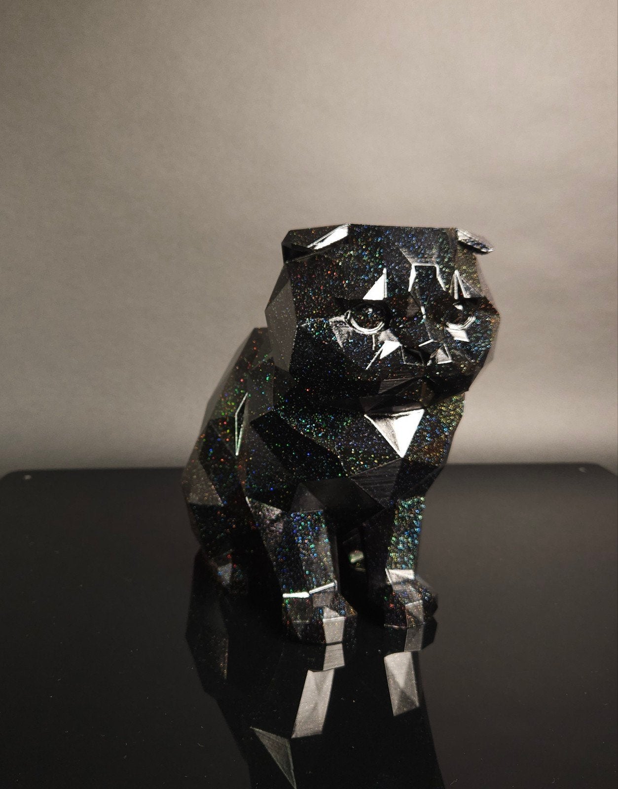 Geometrische Schotse Kat XL (26 cm) – Cosmic Black Glitter, Ophalen of Verzenden, Nieuw