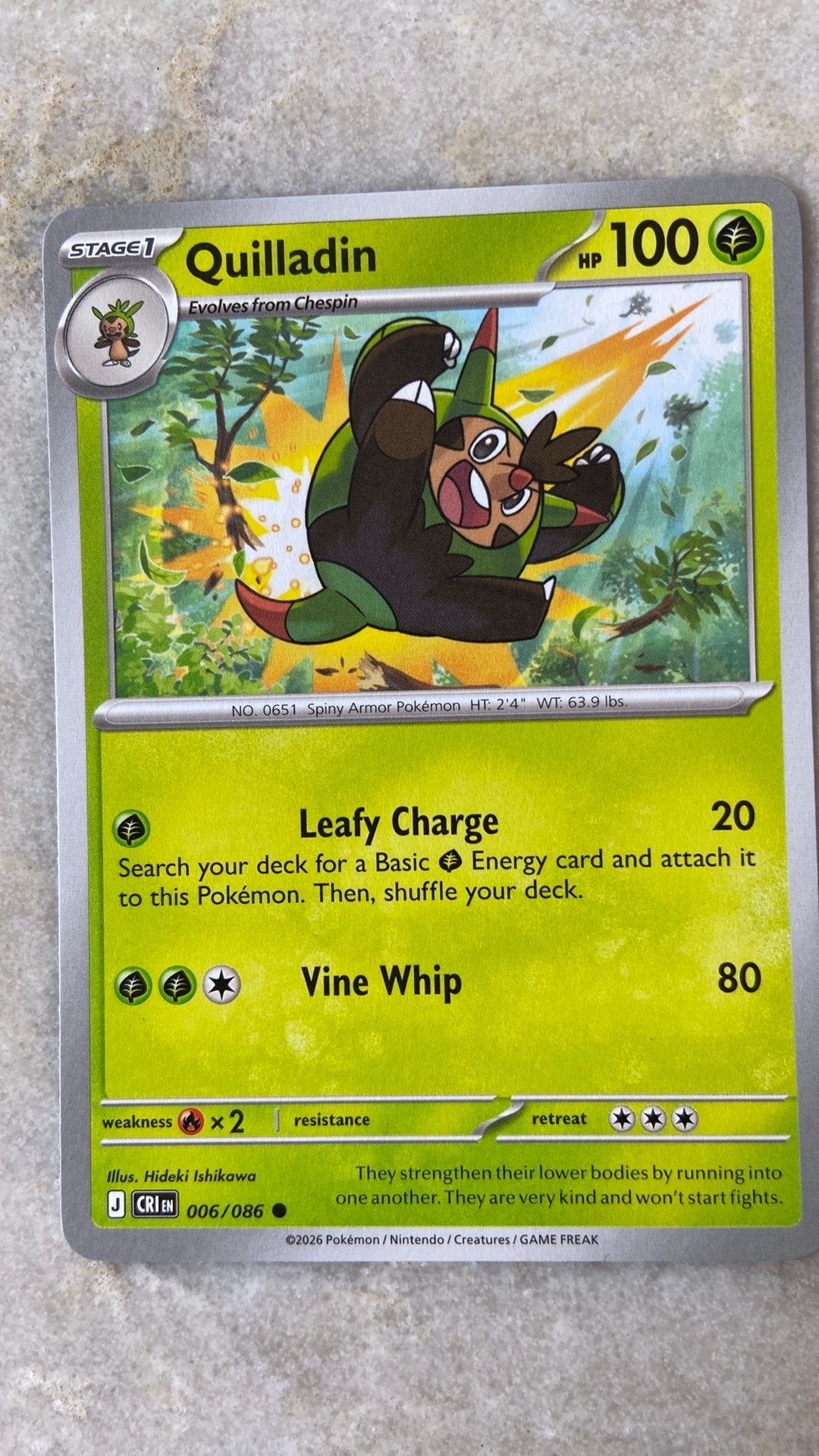 Pokémon Quilladin - 006/086 - Chaos Rising, Ophalen of Verzenden, Nieuw, Losse kaart
