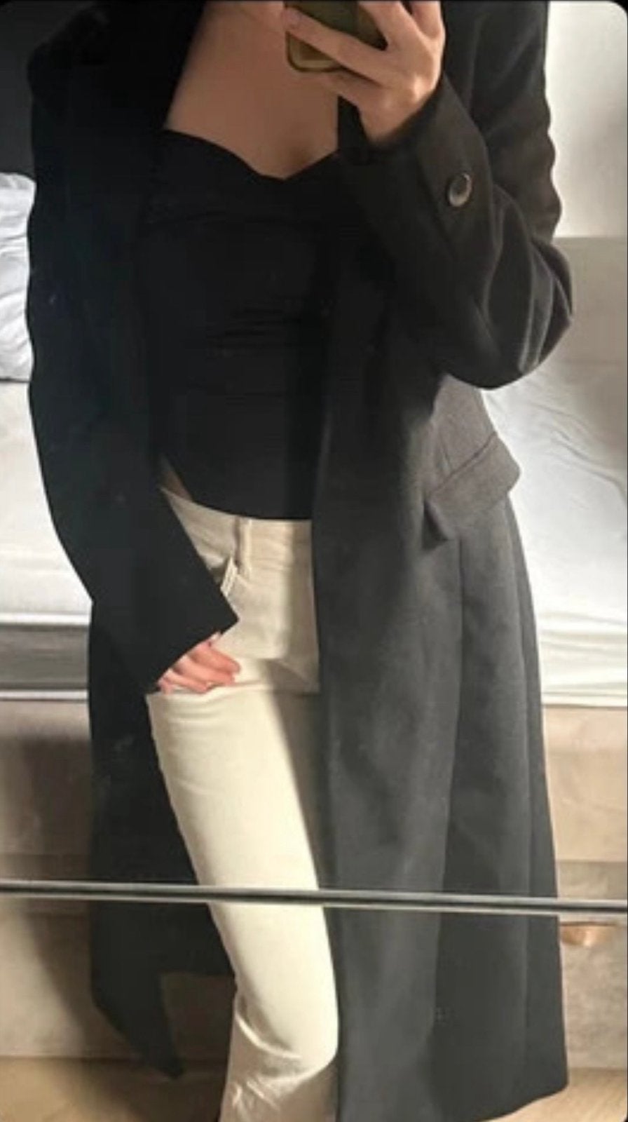 Nieuwe zwarte manteljas van ASOS, maat L, Kleding | Dames, Ophalen of Verzenden, Nieuw, Maat 42/44 (L), Zwart