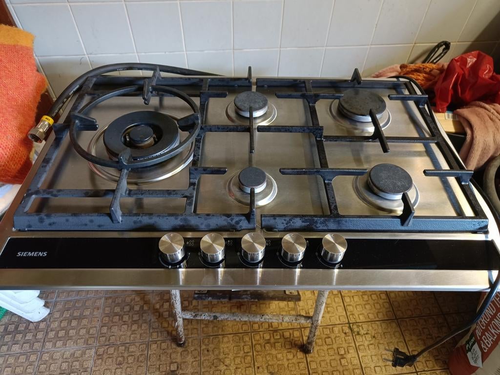 Siemens EC845SC90N inbouw gaskookplaat met 5 branders, Ophalen, Gebruikt, Minder dan 85 cm, Inbouw