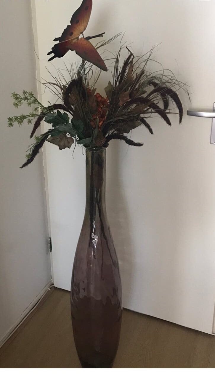 Mega grote Bodemvaas glas met droogbloemen H125 cm, Ophalen, Zo goed als nieuw