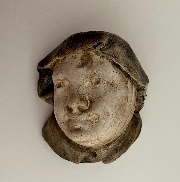 Antieke muurkandelaar (“buste” van een Franse monnik), Antiek en Kunst, Curiosa en Brocante, Ophalen of Verzenden