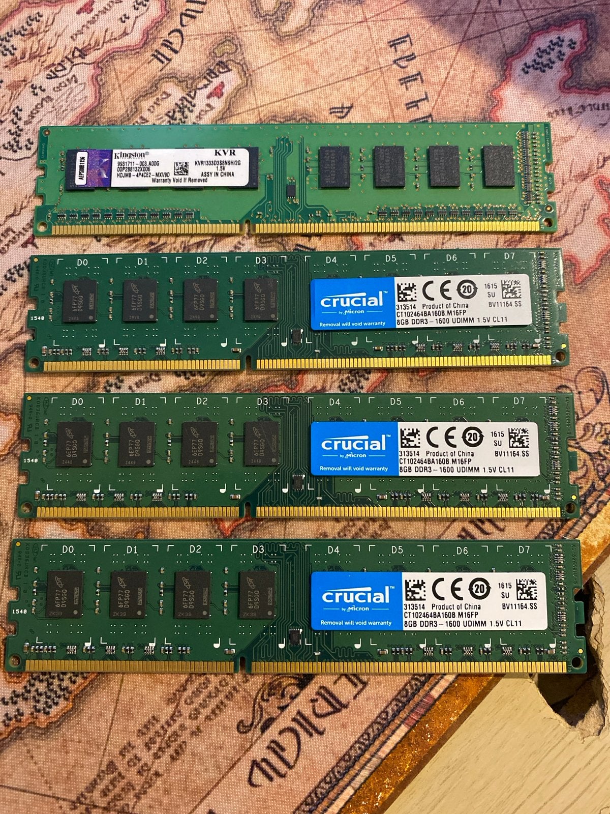 4x 8GB DDR3 RAM, Gebruikt, 32 GB, DDR3, Ophalen of Verzenden