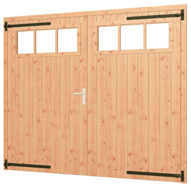 Douglas dubbele deur breed met raam, 254 x 217 cm voorraad, Ophalen, Nieuw