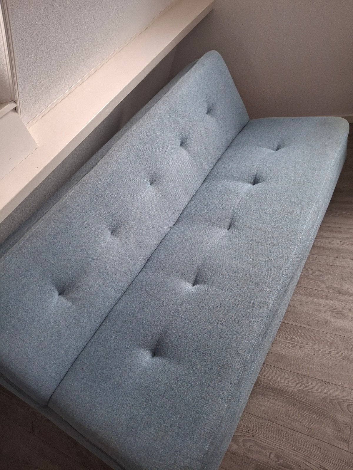Zo goed als nieuwe blauwe slaapbank van Beter Bed, Ophalen, Zo goed als nieuw, Tweepersoons