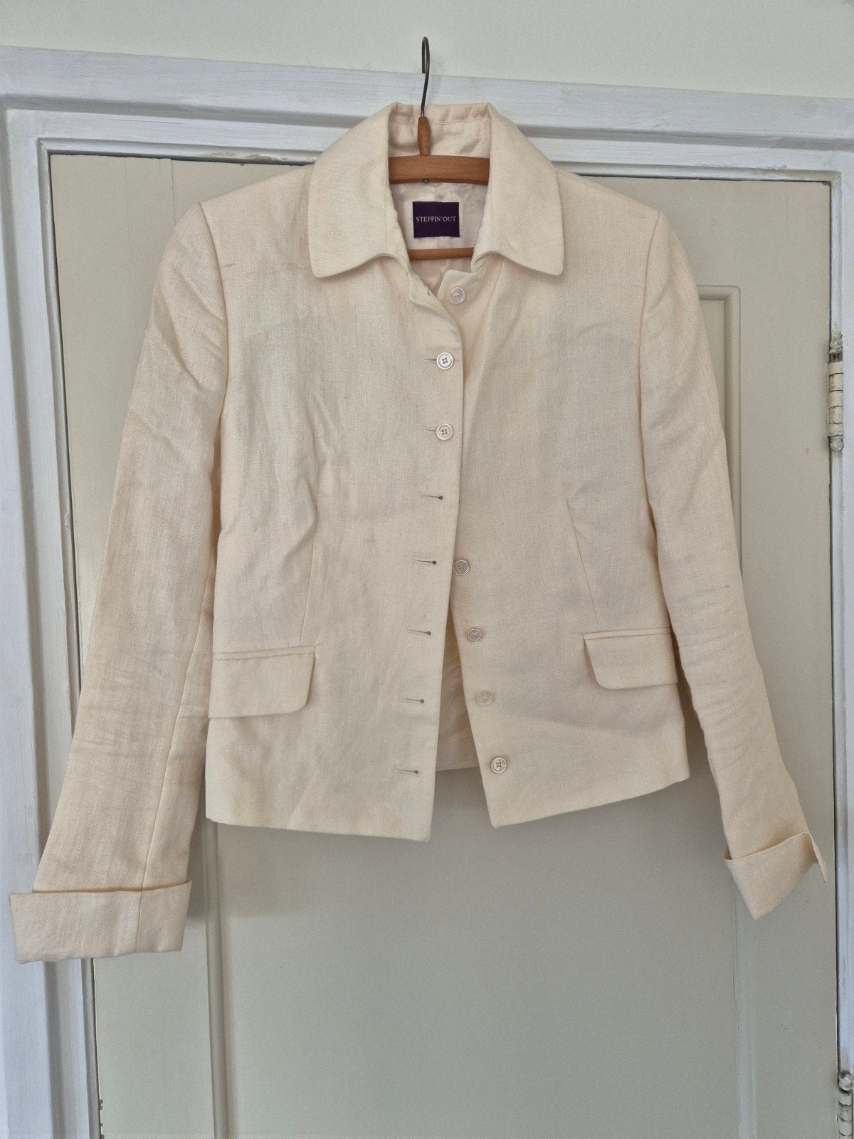 Ecru kleurig linnen jasje van Steppin out maat 36, Beige, Ophalen of Verzenden, Zo goed als nieuw, Steppin out