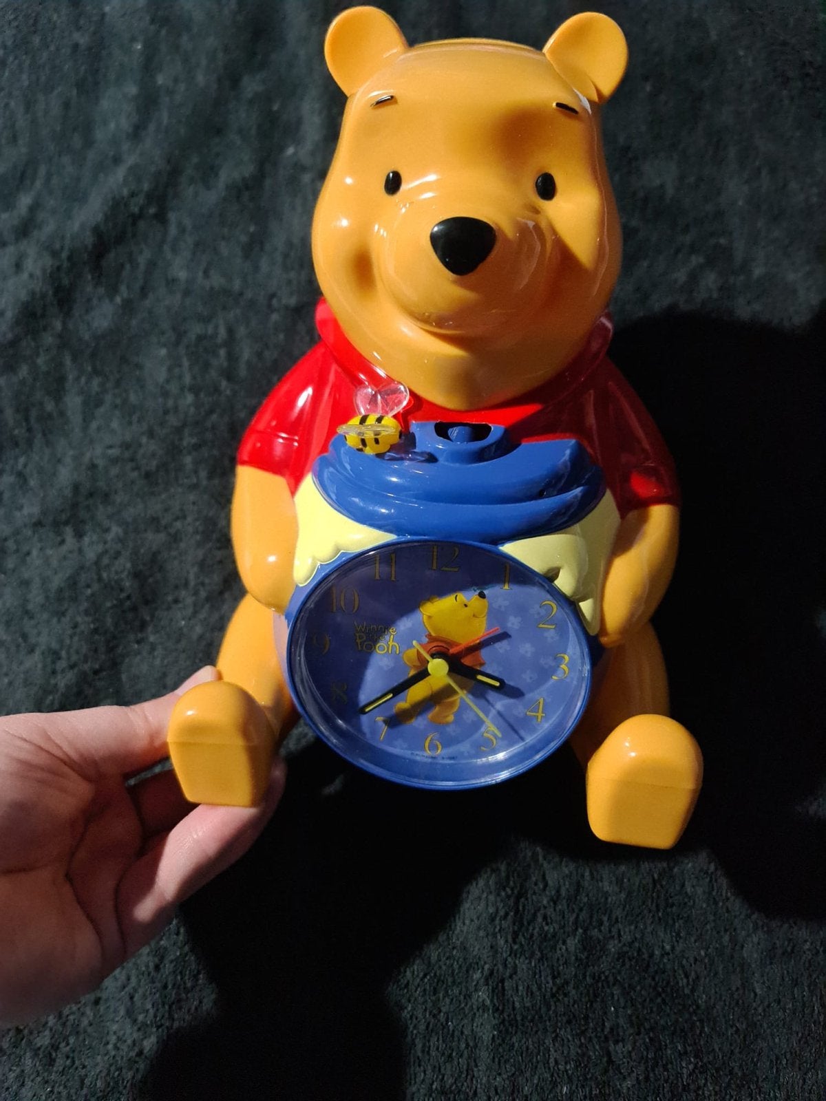 Vintage Winnie de Poeh wekker en spaarpot met licht engeluid, Ophalen of Verzenden, Gebruikt