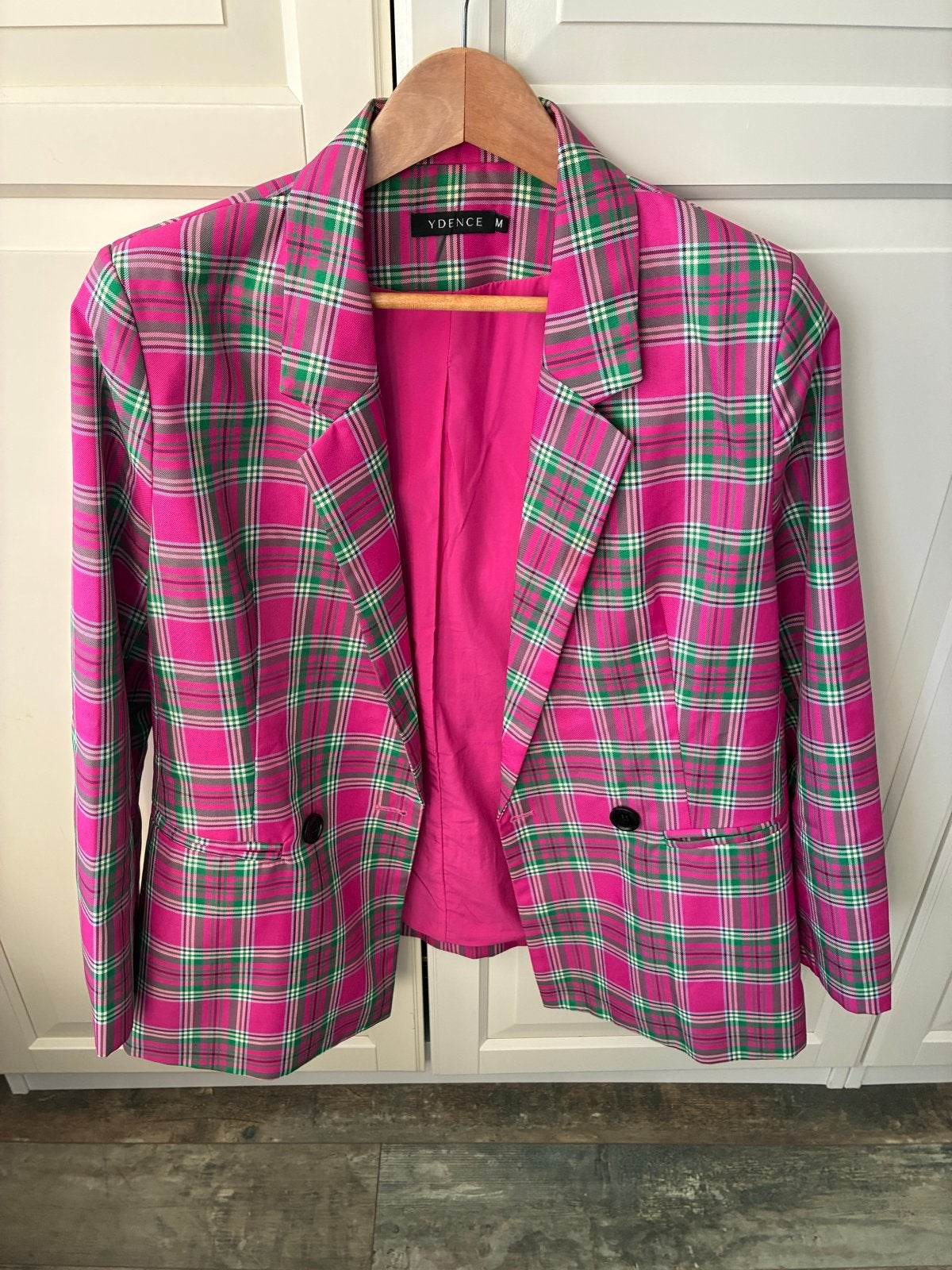 Ydence Tara Roze -Groen Geruit Jasje - Roze/Groen - Maat M, Maat 38/40 (M), Ophalen of Verzenden, Zo goed als nieuw, Jasje