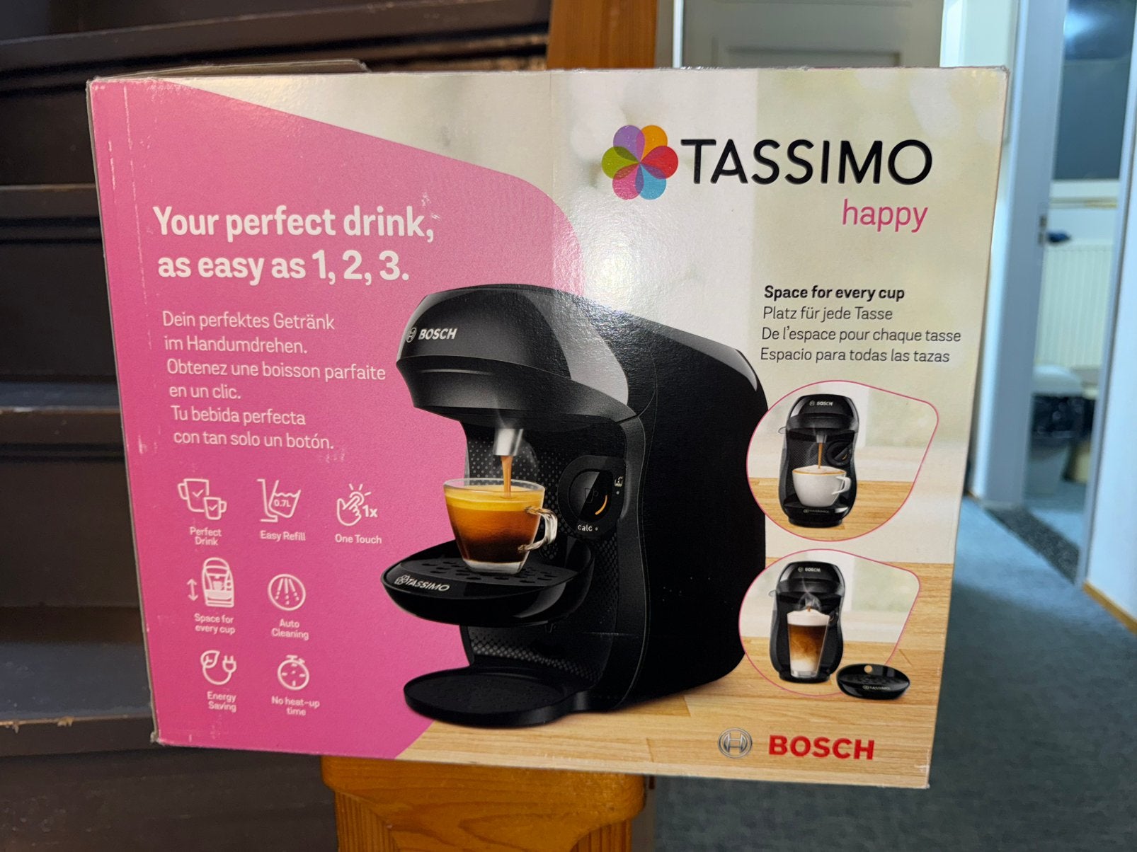 Bosch Tassimo Happy Koffiezetapparaat Zwart, Ophalen, Koffiepads en cups, 1 kopje, Koffiemachine