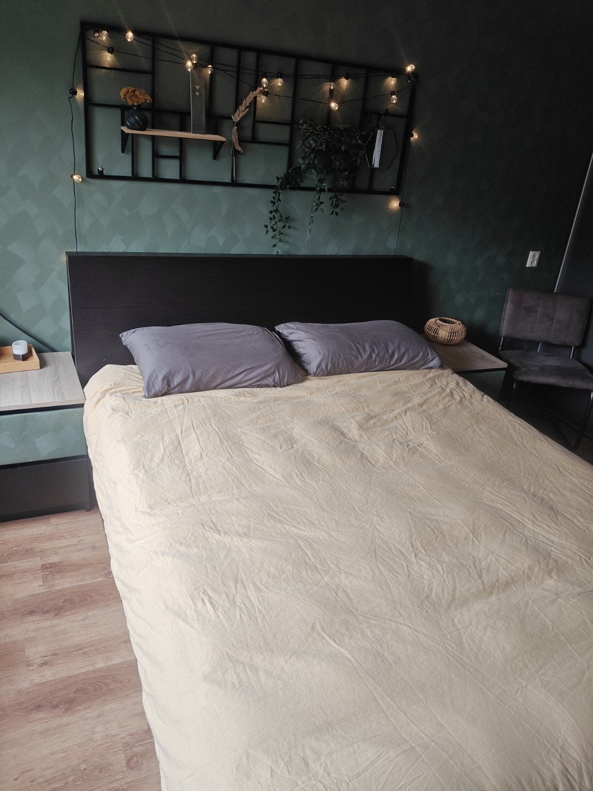 IKEA Oppdal bed 160x200 met lattenbodem en hoofdbord, Gebruikt, Bruin, Tweepersoons, Ophalen of Verzenden