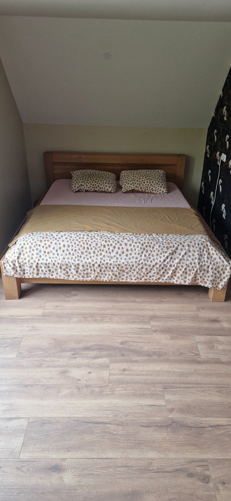 Eikenhouten 2persoonsbed 180x220 met nachtkastjes en spiegel, Huis en Inrichting, Slaapkamer | Bedden, Ophalen, Gebruikt, Bruin
