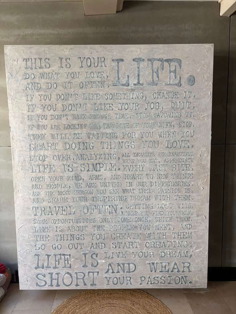 Canvas met tekst 160cm x 200cm, Ophalen, Zo goed als nieuw
