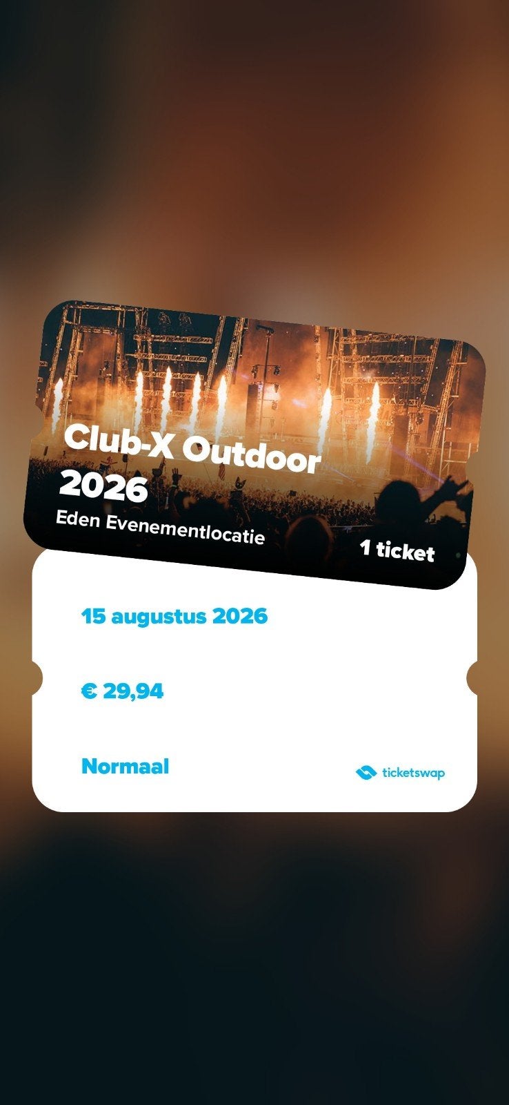 Ticket club-x-outdoor-2026 Breda, Eén persoon