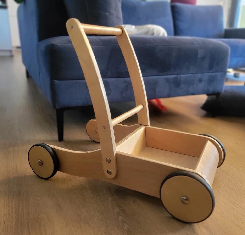 Houten loopwagen Bandits & Angels, Kinderen en Baby's, Speelgoed | Houten speelgoed, Ophalen, Gebruikt, Duw- of Trekspeelgoed