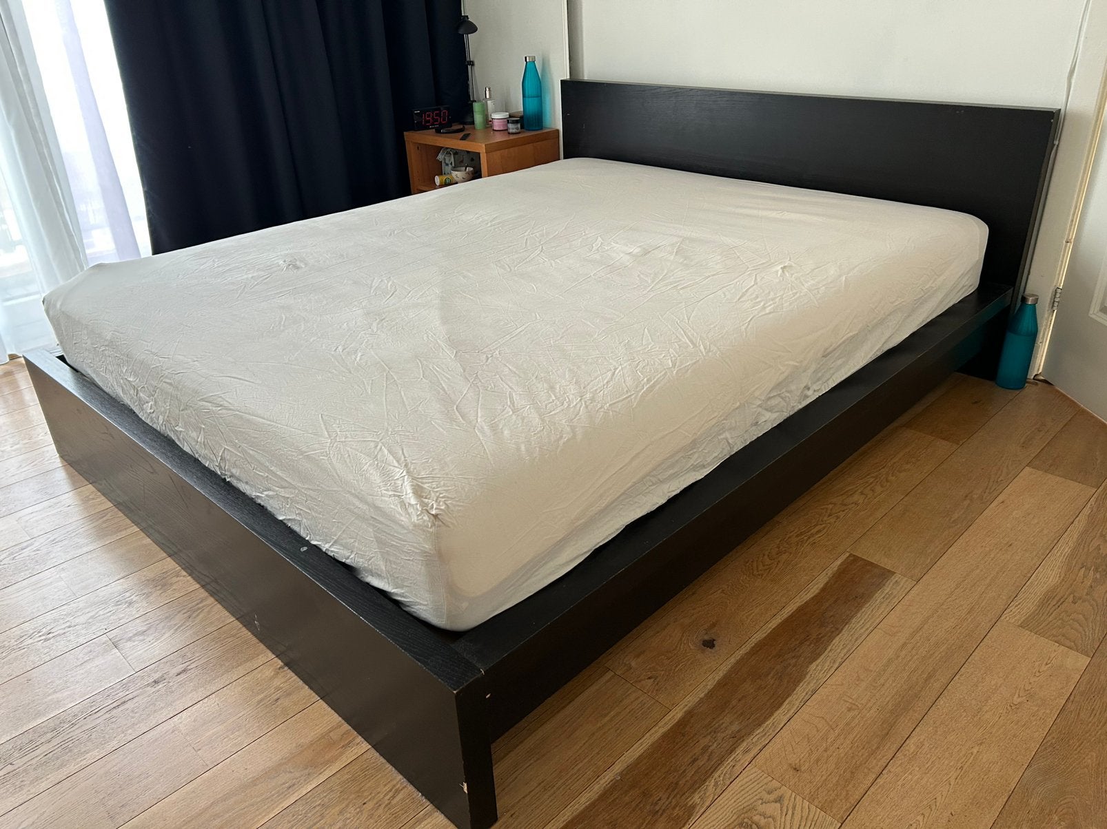 Ikea bed malm 160x200, Ophalen, Gebruikt, Zwart, Tweepersoons