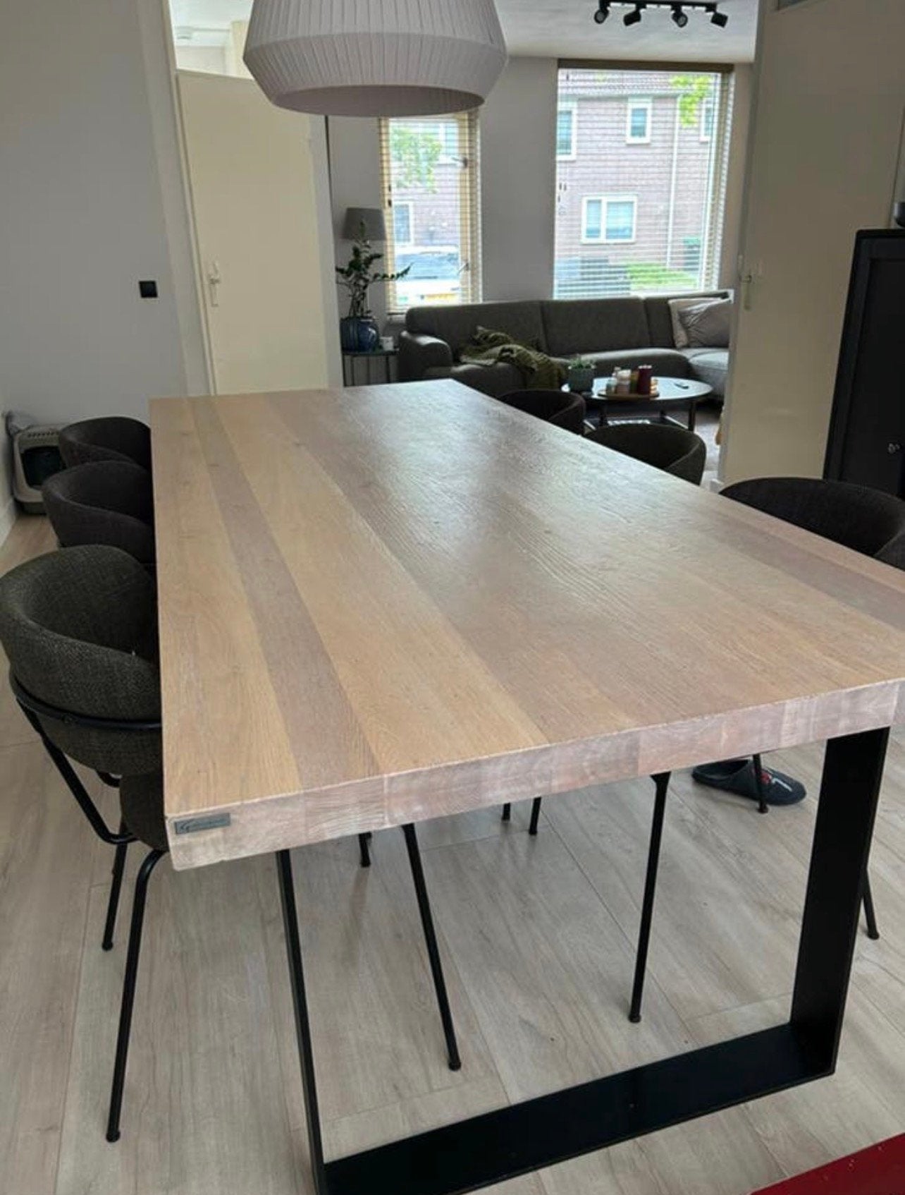 Goossens Eiken eettafel, Ophalen, 100 tot 150 cm, 200 cm of meer, Zo goed als nieuw