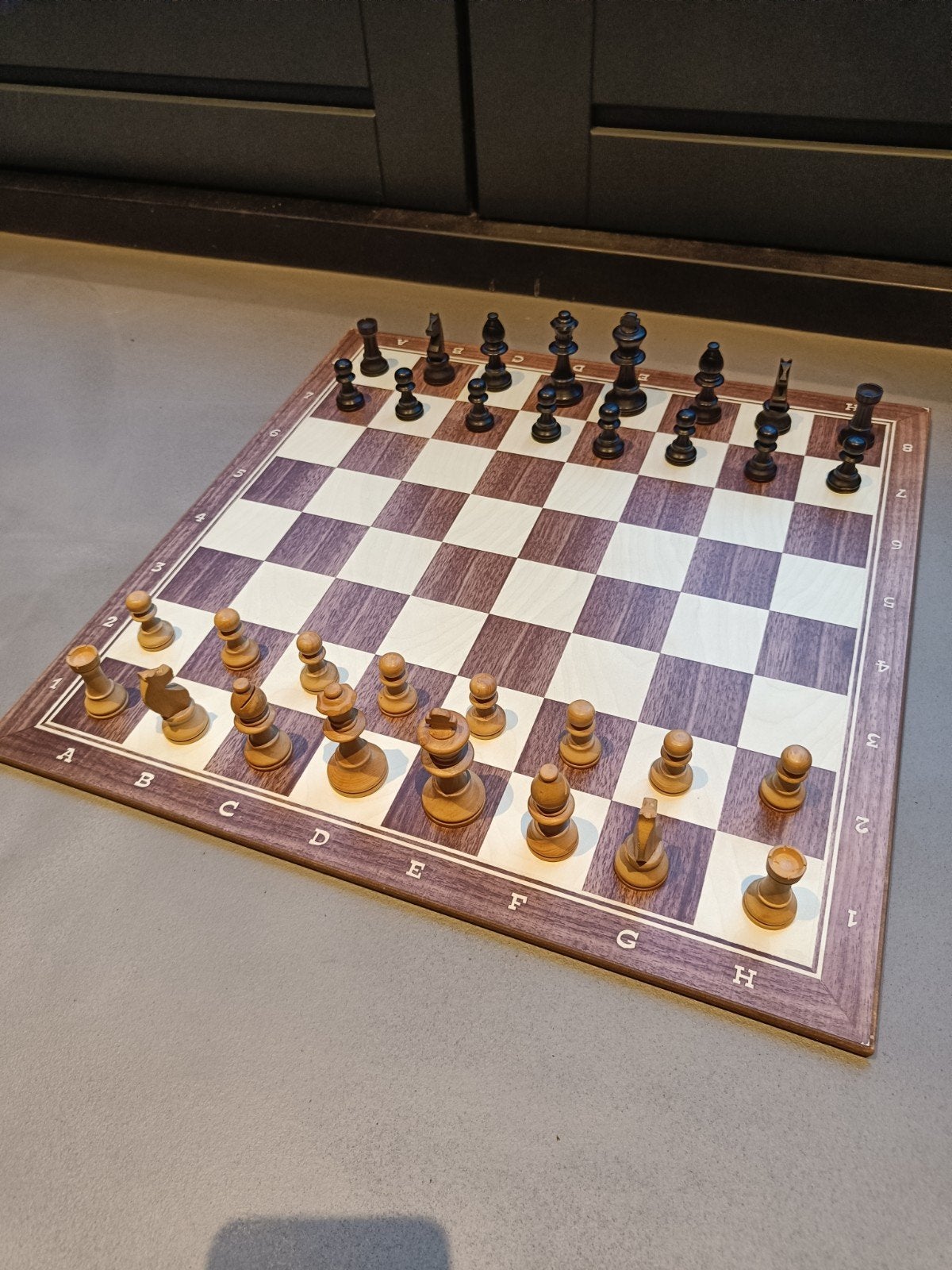 XL Dam/Schaakbord met Houten Stukken, Ophalen of Verzenden, Minder dan 500 stukjes, Zo goed als nieuw, Schaken