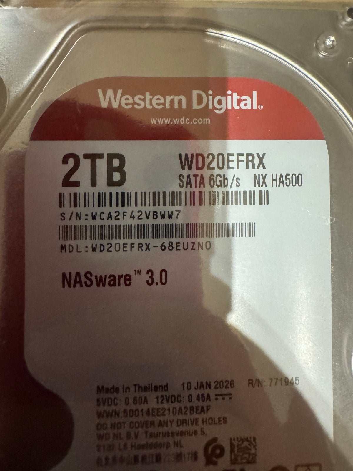 Nieuwe Western Digital NAS Schijven 2TB WD20EFRX SATA 6Gb/s, Computers en Software, Harde schijven, Intern, Server, Nieuw, Ophalen of Verzenden