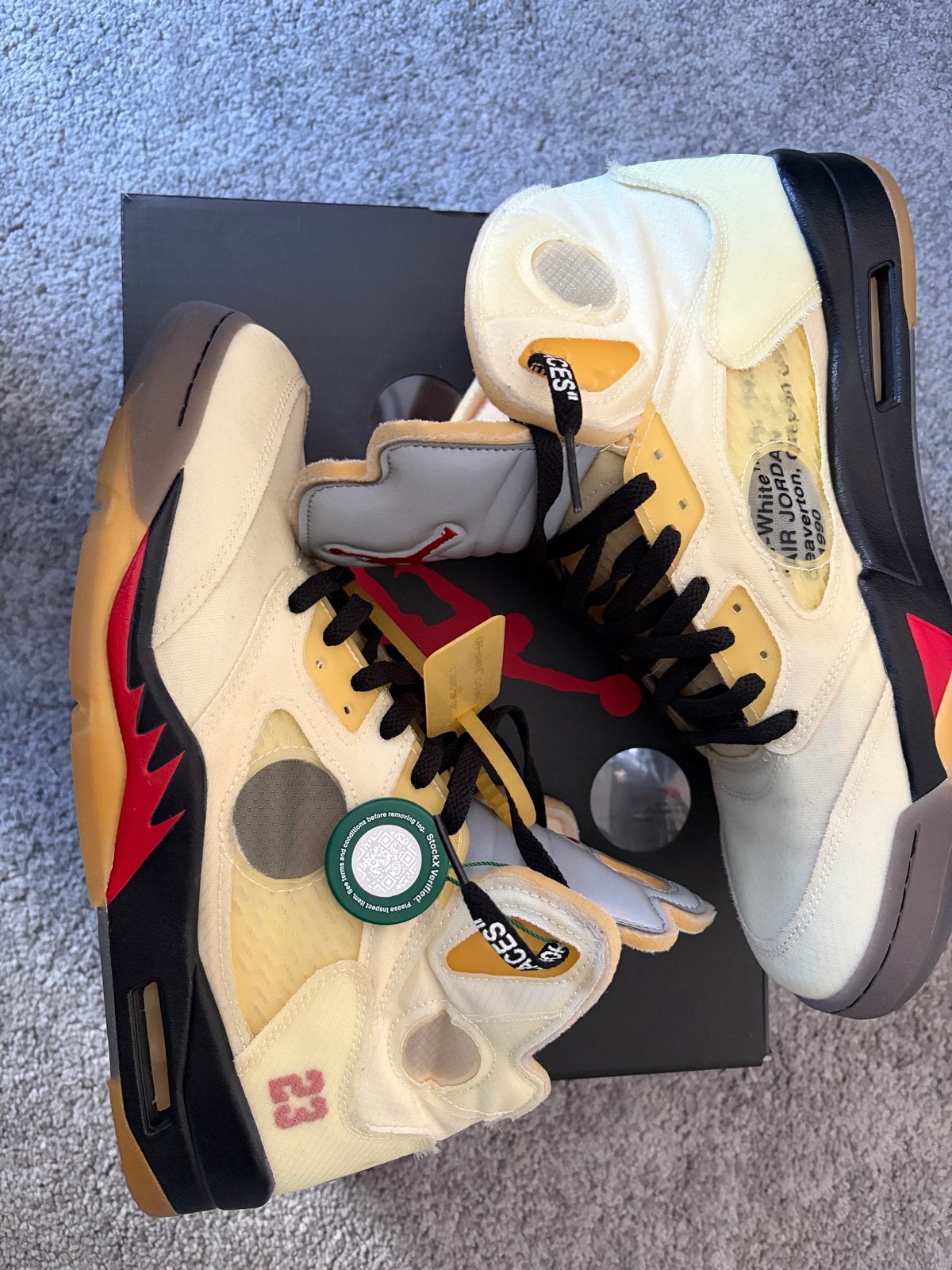 Off-White x Air Jordan 5 Retro SP 'Sail' - Maat 47, Kleding | Heren, Schoenen, Ophalen of Verzenden, Nieuw, Overige kleuren, Sneakers of Gympen