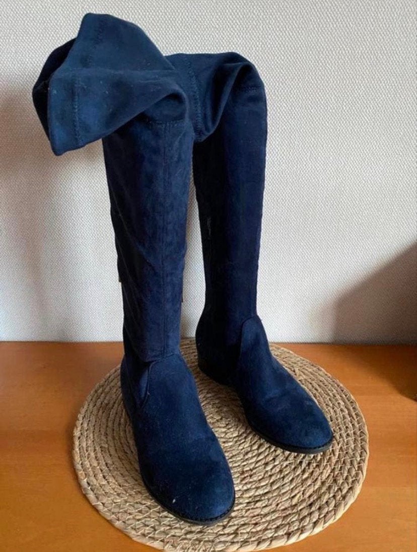Prachtige donkerblauwe Xti overknee laarzen – maat 39, Hoge laarzen, Blauw, Ophalen of Verzenden, Zo goed als nieuw