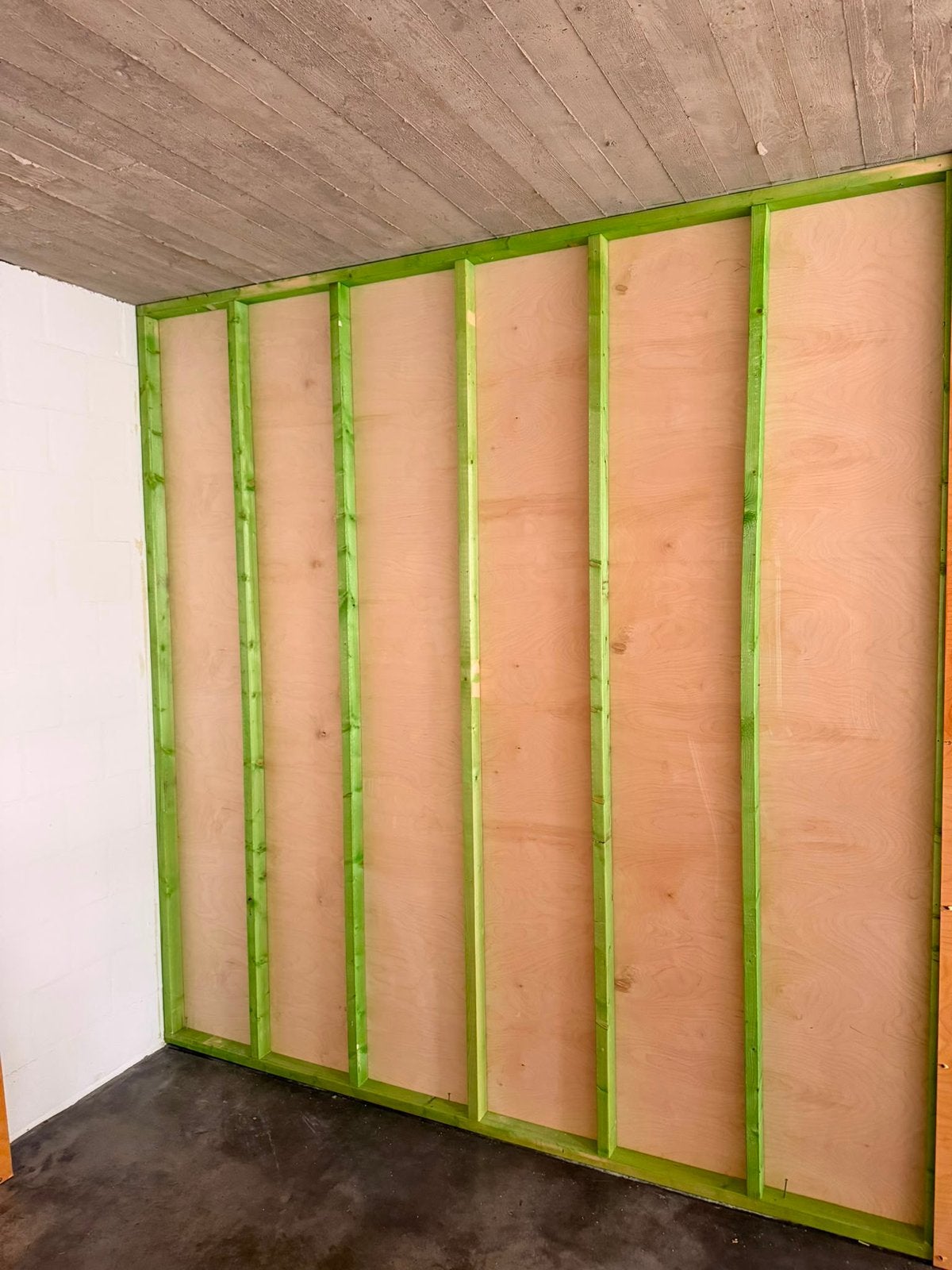 Berken multiplex platen wand met schuifdeur en rails, Ophalen, Gebruikt