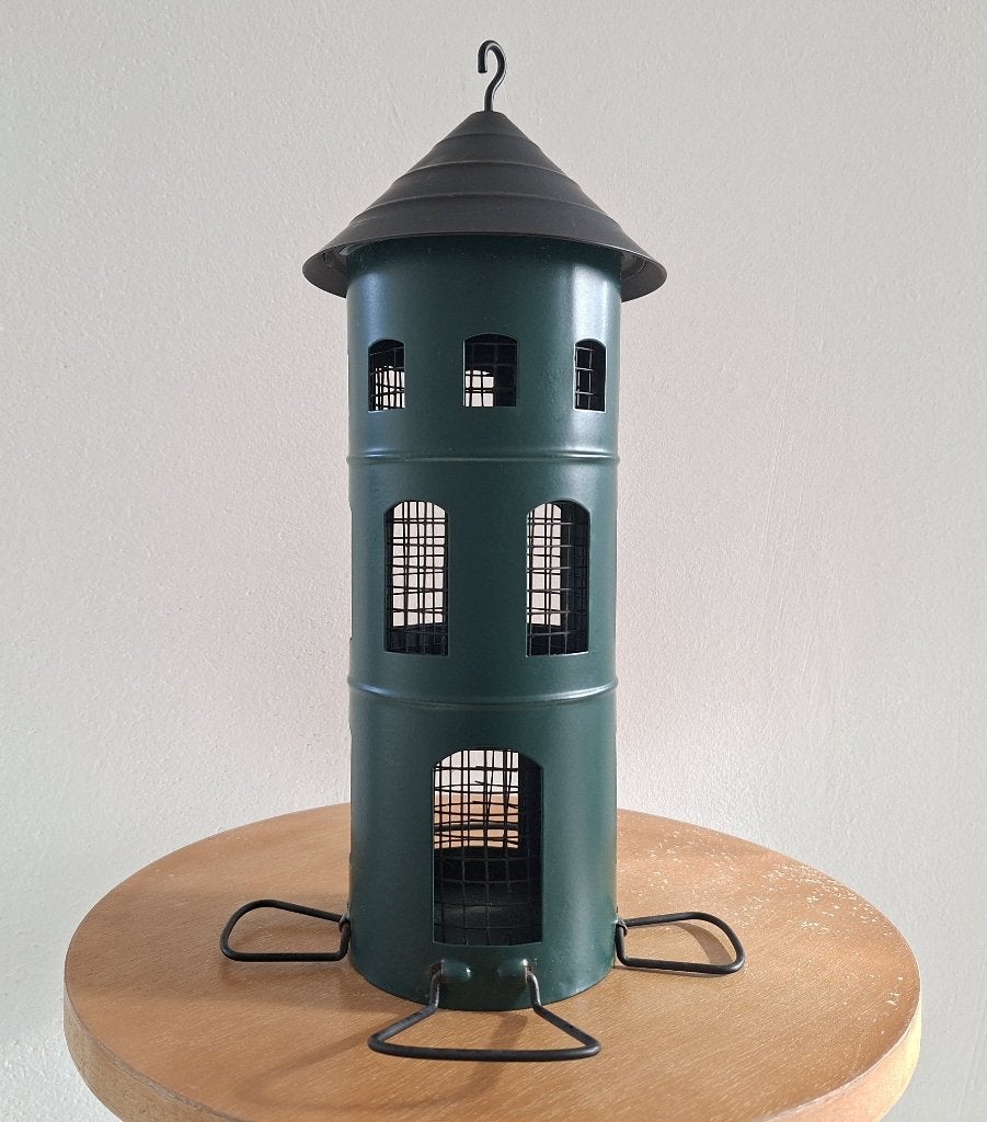 Groene ronde metalen vogelvoederhouder, Ophalen of Verzenden, Zo goed als nieuw, Eten en Drinken