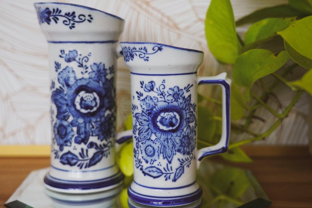 VINTAGE DELFTS BLAUWE SCHENKKANNEN (SET VAN 2), Ophalen of Verzenden
