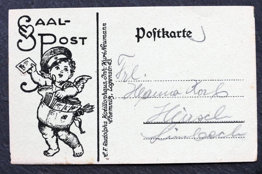 Saalpost, Cupido-postbode - Mach es wie die Sonnenuhr, Verzamelen, Verzenden, Voor 1920, Ongelopen, Overige thema's