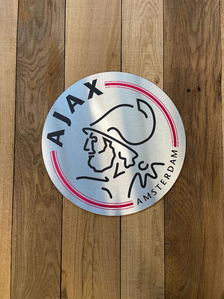 Reclamebord Ajax logo modern strak 40x40cm aluminium, Ophalen of Verzenden, Nieuw, Reclamebord